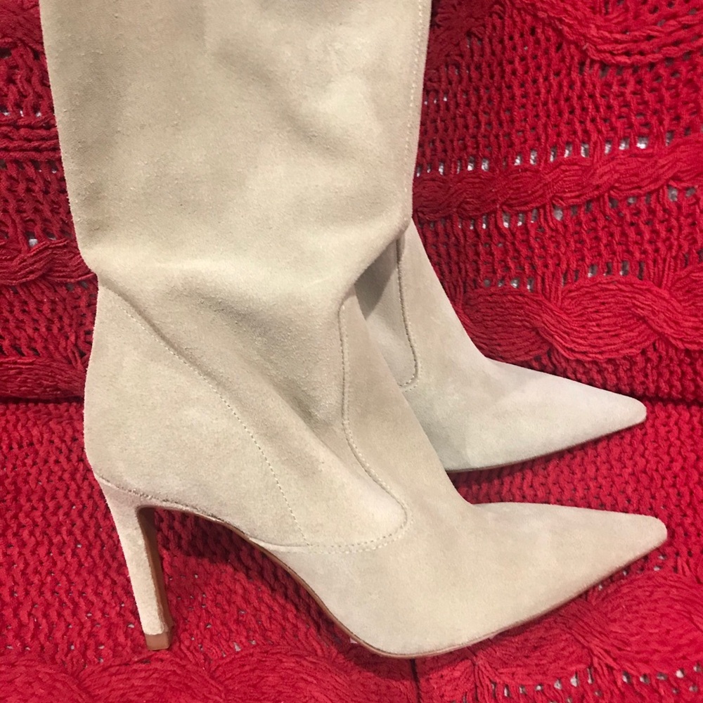 Suede créeme high heel boots. About 3inches